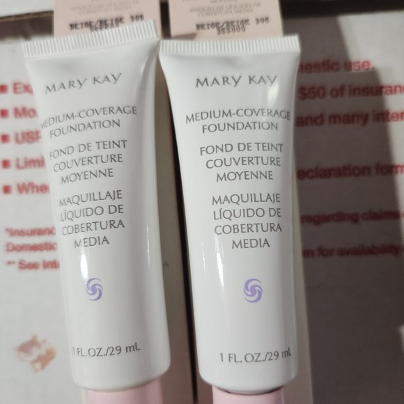 Mary Kay Medium Coverage BEIGE 305 Liquid Foundation 1 OZ PINK CAP - Picture 2 of 4